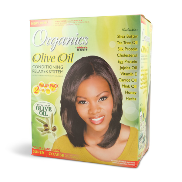 Organics by Africa's BEST OLIVE OIL CONDITIONING RELAXER SYSTEM - 2 VALUE PACK (Super|coarse)